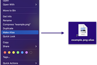 You create alias -files with right click to file