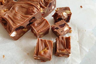 pieces of rocky road fudge