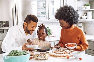 Family around table