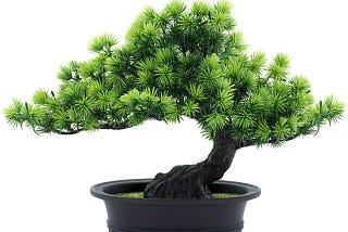 Emerald Green Artificial Japanese Juniper Bonsai Tree for Indoor Decor | Image