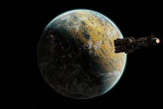 spaceship moving towards Earth