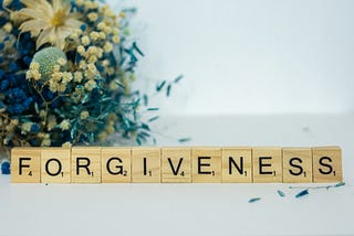 Forgiveness written using scrabble blocks