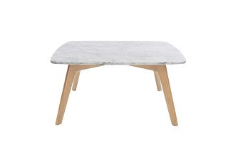 Square Marble Coffee Table with Elm Wood Legs | Image