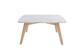 Square Marble Coffee Table with Elm Wood Legs | Image