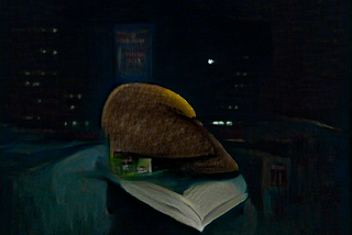 A Taco with a Book in a Night, in the Style of Edward Hopper or Imagination in Machines According…