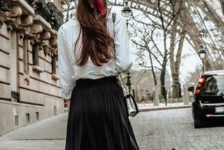 Picture of a concerned citizen of the world who has revamped a vintage skirt.