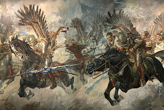 The Polish cavalry, Hussars, from Batowski-Kaczor reproduction painting