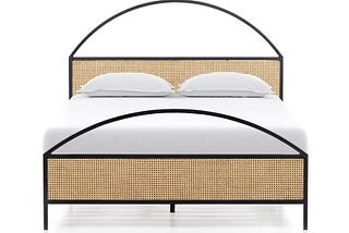 Contemporary Vintage Queen Panel Bed with Circle Cane Frame | Image
