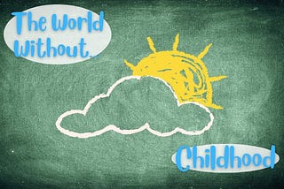 A chalkboard with an illustration of a cloud and the sun.