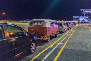 queuing up for the 02:00 ferry crossing to France