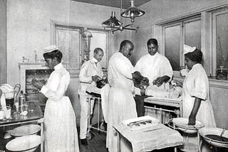 Operating room photo from Frederick Douglass Memorial Hospital circa 1900.