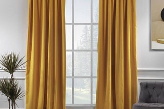 Stylish Yellow Room Darkening Velvet Curtain | Image