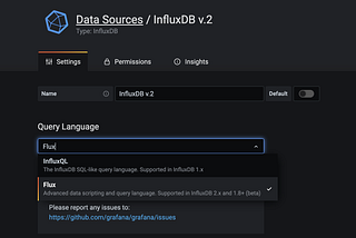 Setting up InfluxDB v2 (Flux) with InfluxQL in Grafana
