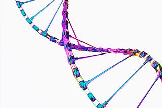 Very cool blue and purple object that looks like bike chain and tire spokes in a DNA pattern