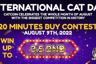 Catcoin celebrates CATS with a 20 minute buy contest