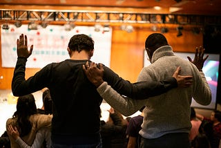 Worshiping in a church service