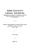 Erie County Legal Journal | Cover Image