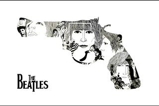 A reinterpretation, graphic design of The Beatles album Revolver as a literal revolver.