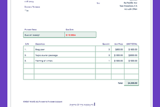 Screenshot of a free invoice template