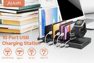 Big Family Choice: Alxum 10 Ports USB C Charging Station with iWatch Charger Stand ($5 off)