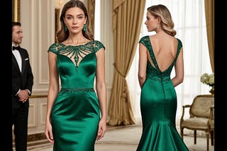 Emerald-Green-Satin-Dress-1