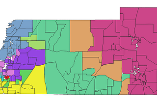 A map of Pasco County, Florida voting precincts.