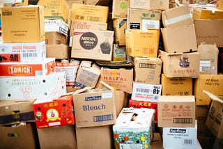 a room full of packing boxes for moving