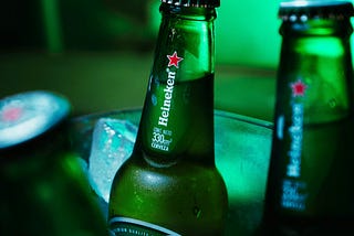 Beer bottles stored in ice
