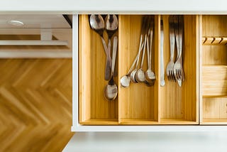 Open kitchen drawer
