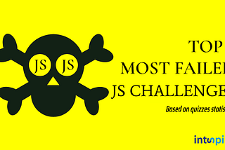 Text: TOP-5 most failed JS Challenges based on quizzes statistics. By Intspirit.