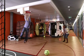 Need an office makeover? Let us suggest: a basketball court