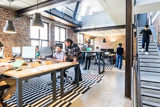 People working in an open space