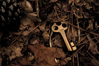 Picture of a key on the ground.