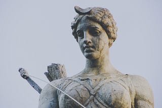 An ancient sculpture of Greek Goddess Artemis, known to the Romans as Diana.