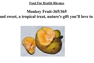 Food for Health–Rhymes–Monkey Fruit-365/365