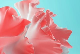 delicate layered petals of pink against a soft blue background