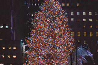 The Rockefeller Center Christmas tree in New York City.