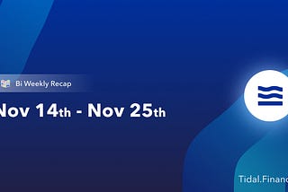 Bi-Weekly Recap — Nov. 14th to Nov. 28th