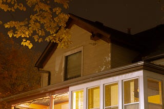 Generic 2-story house at night