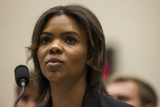 Candace Owens speaking into a microphone.
