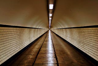 A view from inside a straight tunnel, all lines converging in the center, with no end in sight.