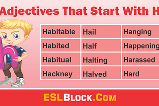 Adjectives That Start With H