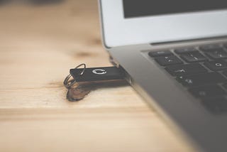 USB stick connected to a laptop
