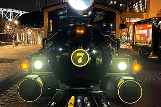 Boilermaker Special 7 with 9 hats on the cowcatcher from the 2021 season.