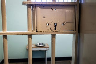 The lock on a jail cell door.