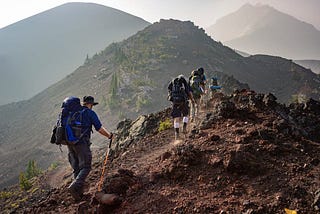 People hiking on a mountain