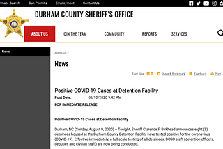 “All Durham Detention Center residents are now going to be tested.