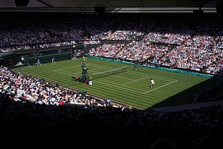 Lawn Tennis Stadium with Players and Audience