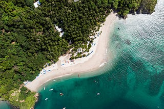 Picture from above of a beach in Costa Rica