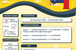 MHYSA ENGLISH COMPETITION 2021, EVENT PERDANA MHYENGLISH YANG WAJIB KAMU IKUTI!